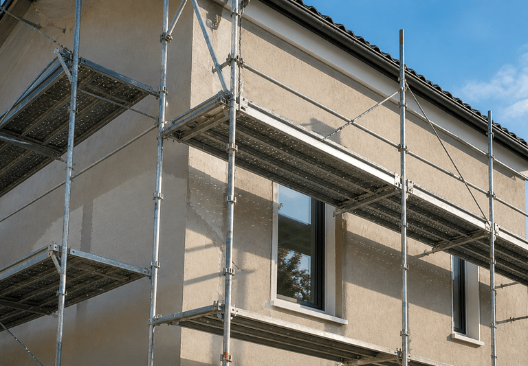 Enduit isolant extérieur – travaux de façade en cours