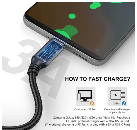 5-pack 6ft USB-C charging cables, nylon braided.