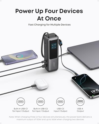 Anker 25,000mAh power bank with triple USB-C ports.
