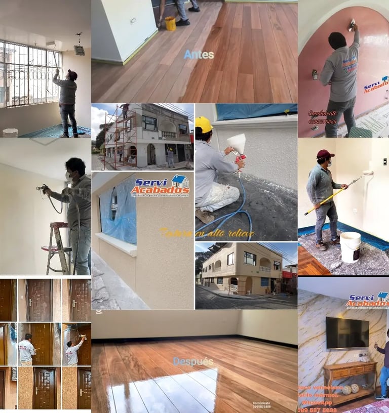 Servicios integrales de Serviacabados en Quito: pintura de casas, restauración de pisos de madera (a