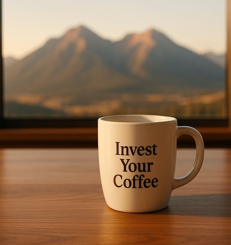 Invest Your Coffee Desktop Mountain Scene Coffee Cup