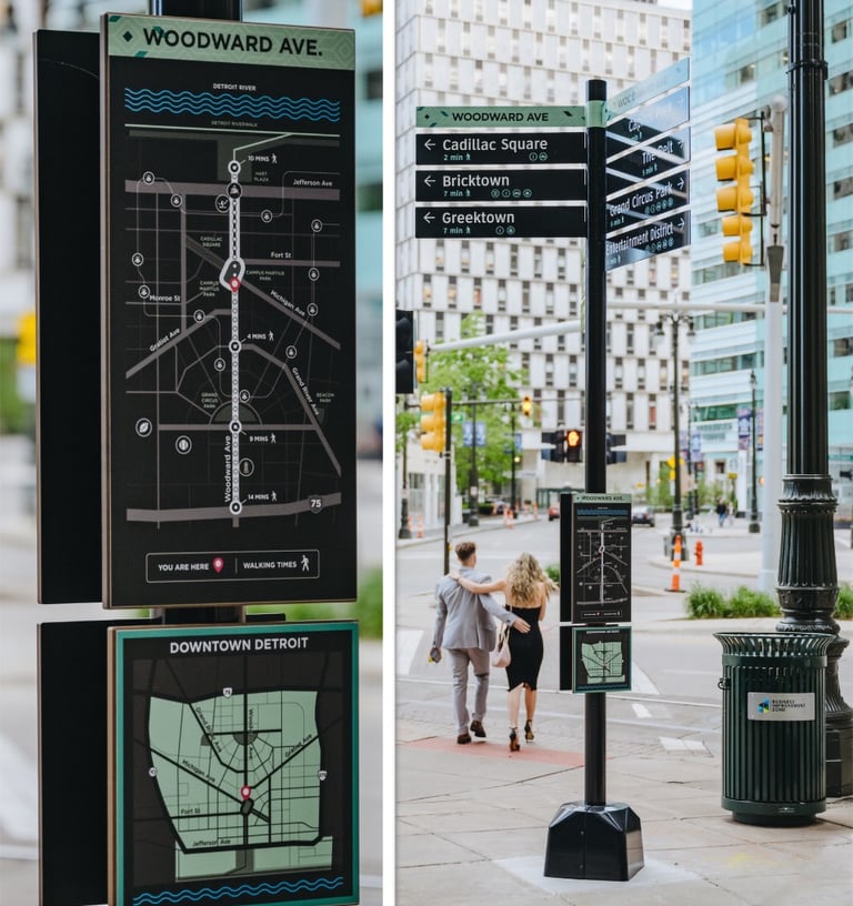 Downtown Detroit Pedestrian Wayfinding Sign System