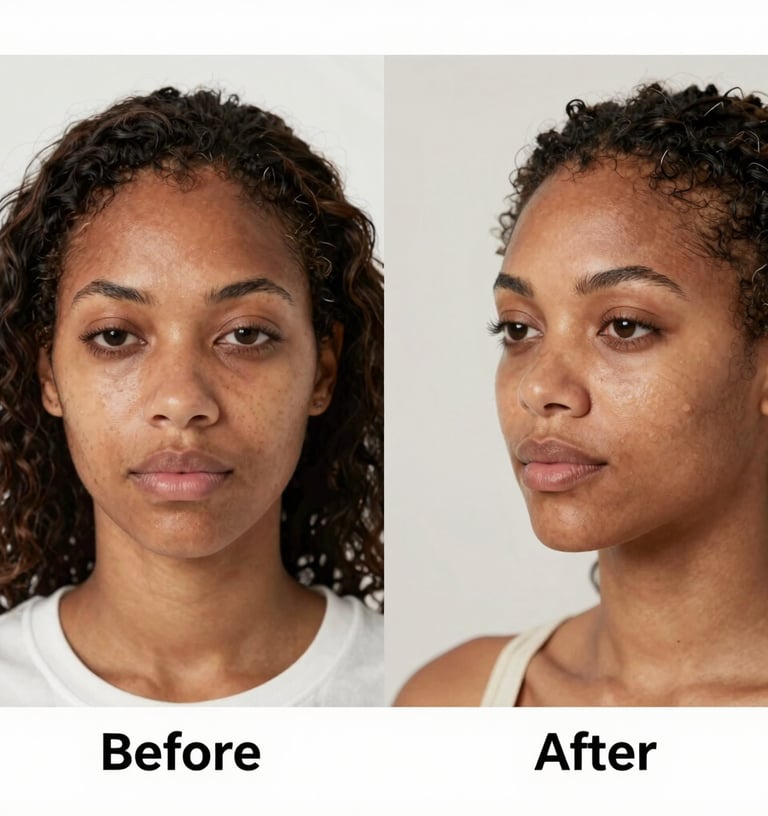 Soft-focus shot of a serene client receiving a collagen therapy facial under gentle golden lighting.