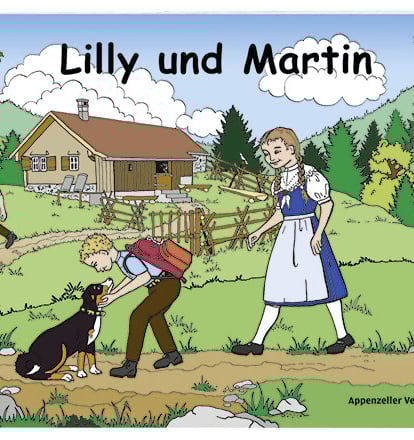 a cartoonish picture of a woman and a dog