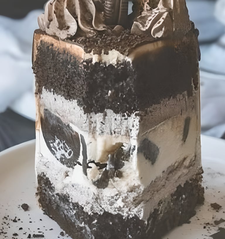 a cake with a chocolate frosting on top of it