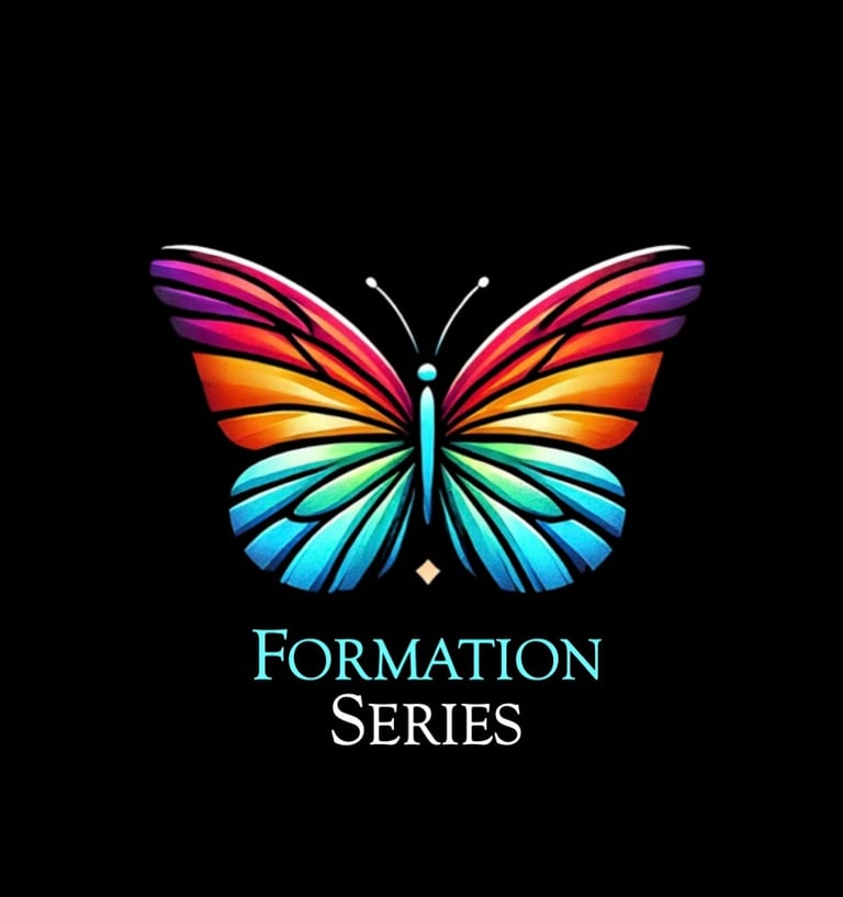 Multicoloured butterfly logo with Formation Series text, symbolising spiritual transformation and un