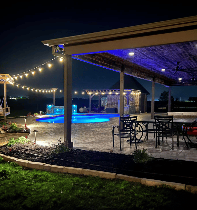 Outdoor Living Space at Night