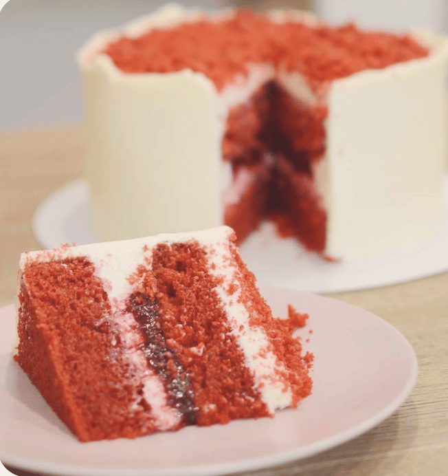 a slice of cake with a slice taken out of it
