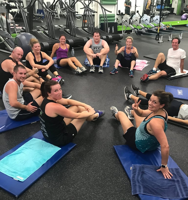 happy member with group training at 6X Training in Maroubra