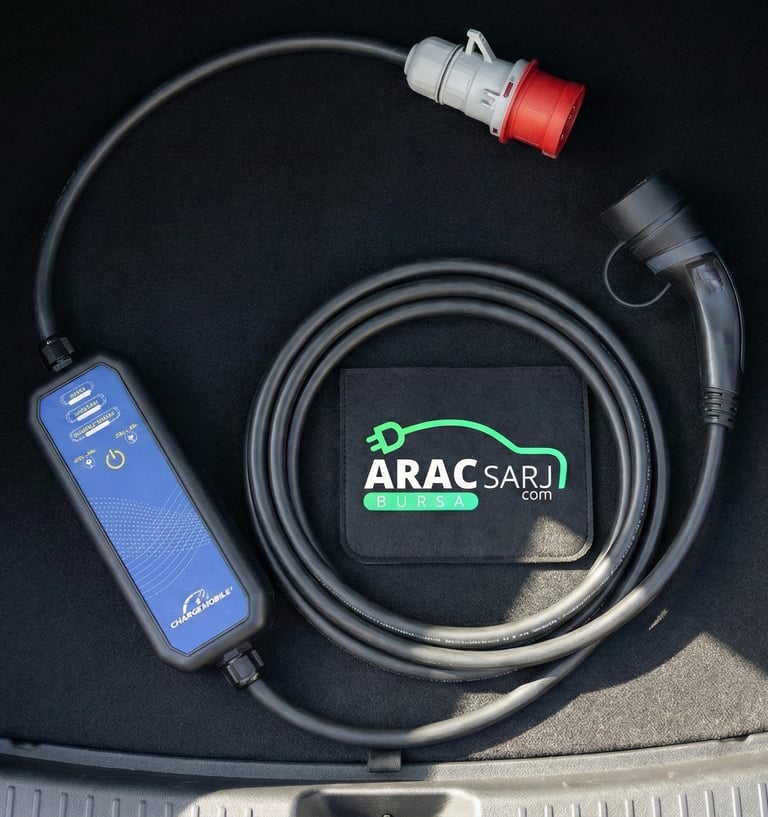 elektrikli araçlar için taşınabilir mobil şarj cihazı ve kablosu