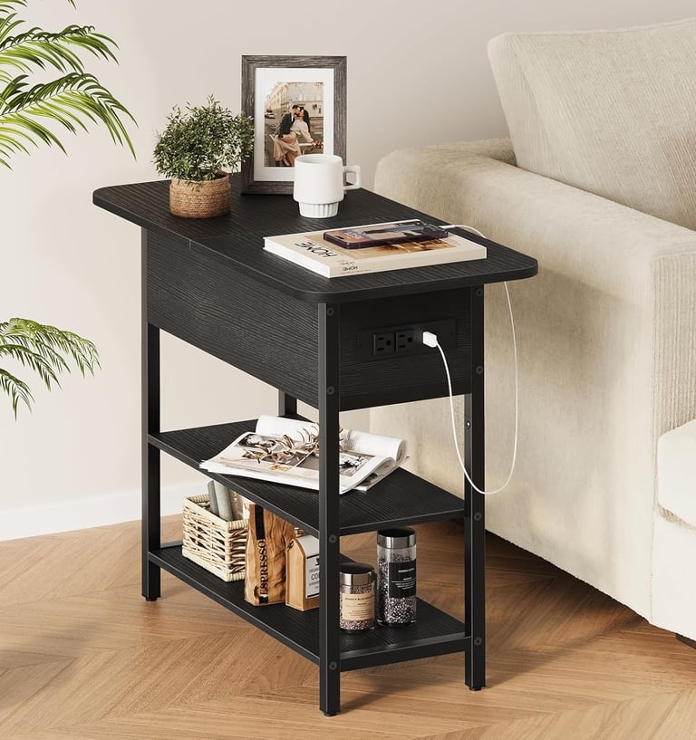  Flip Top Side Table with Charging Station 