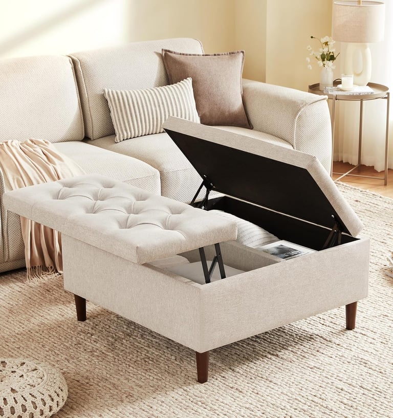 35 Inch Extra Large Storage Ottoman Coffee Table