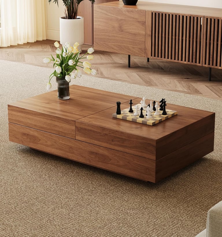 Mid-Century Expandable Coffee Table with Storage