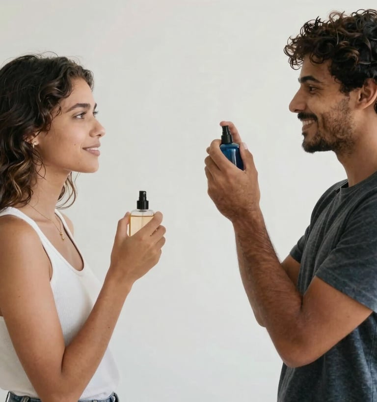 person holding clear glass bottle