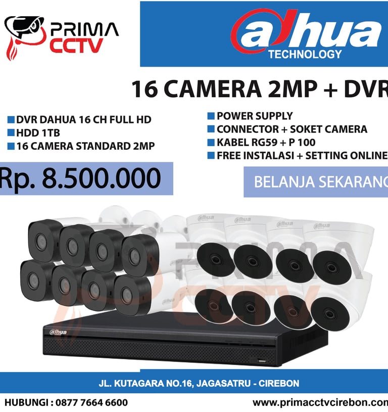 Paket 16CH Dahua 2mp
