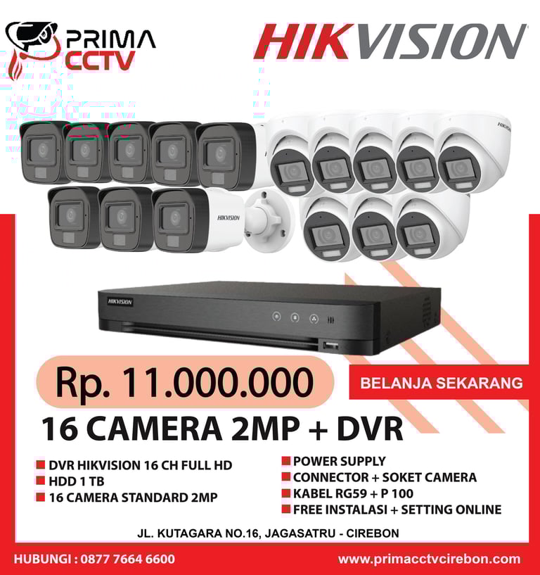 Paket 16CH Hikvision 2mp