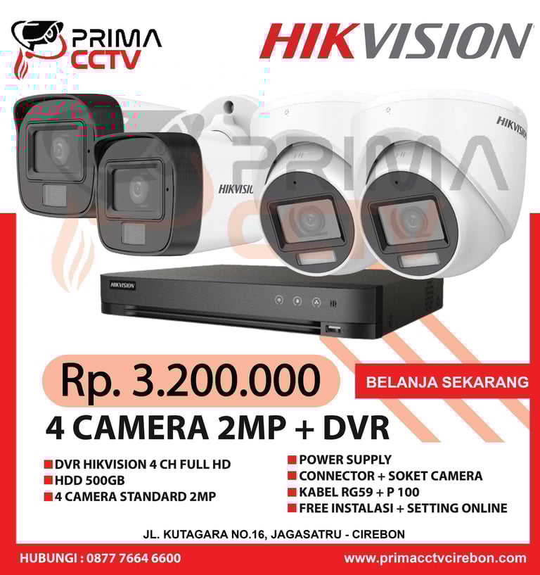 Paket 4CH Hikvision 2mp