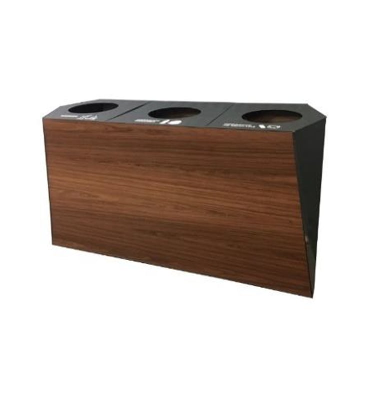 BASURERO DE MADERA ECOLOGICO TRIPLE FUNO