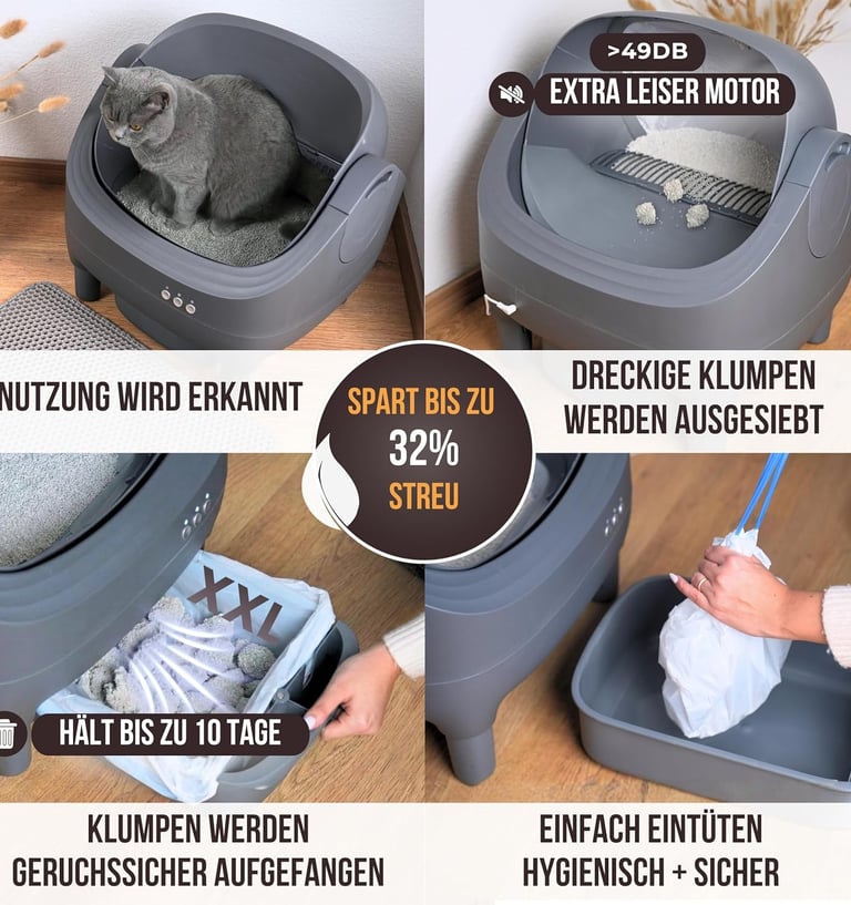 Automatische Reinigung der Katzentoilette bei Abwesenheit