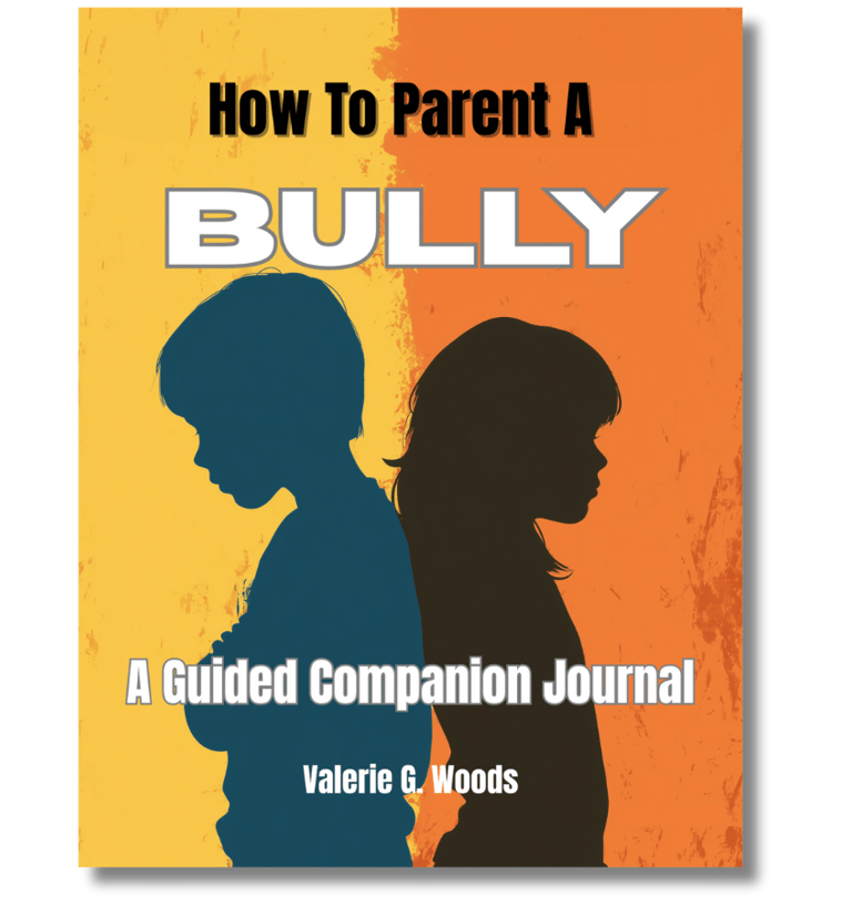 How To Parent a Bully Guided Journal Cover graphic image of two young people