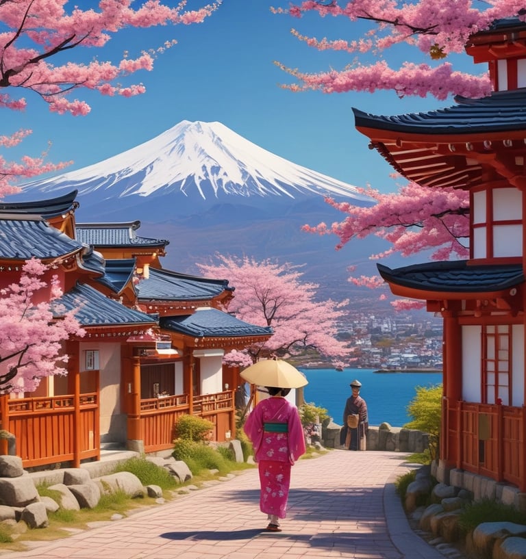 a woman in a kimono and Fujiyama Mountain in Japan: The Asia Guide