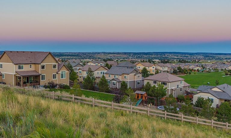 Parker Colorado neighborhood with skyline