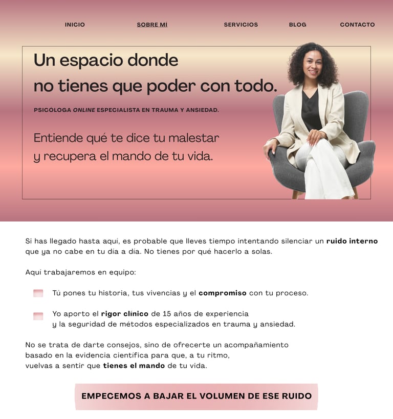 Ejemplo de redacción de web de psicología profesional
