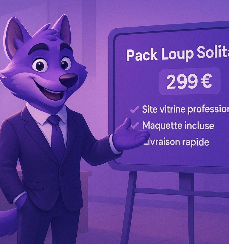 Pack loup Solitaire Alpha Digital - création de site internet à 299 €
