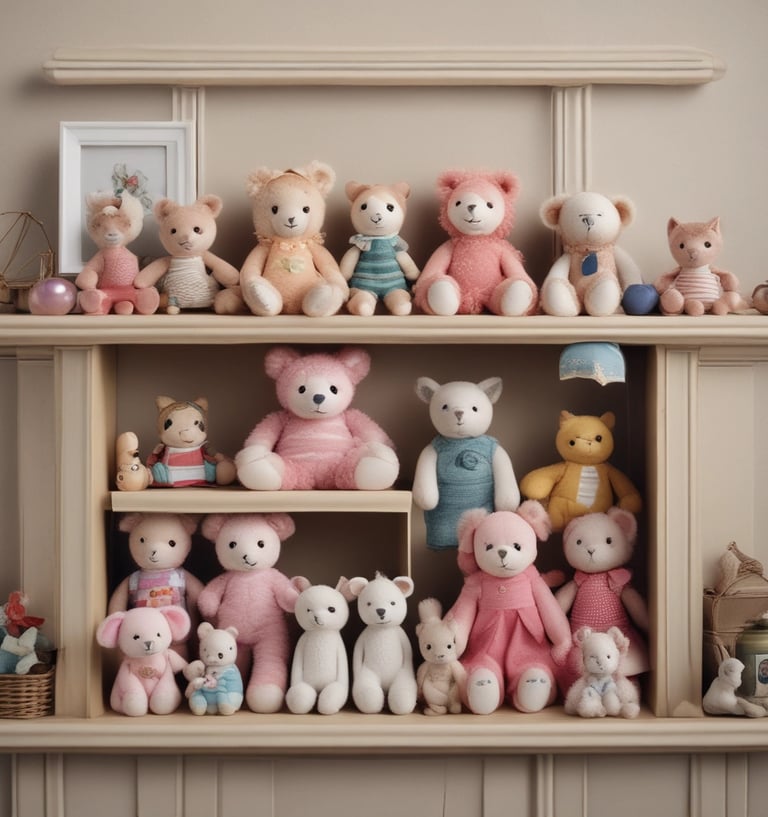 Colorful assortment of kids' toys including puzzles and stuffed animals