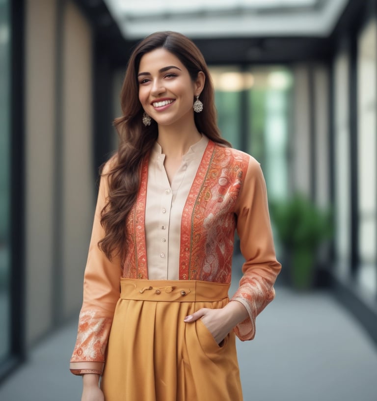 A vibrant saree with intricate embroidery worn at a traditional Indian festival
