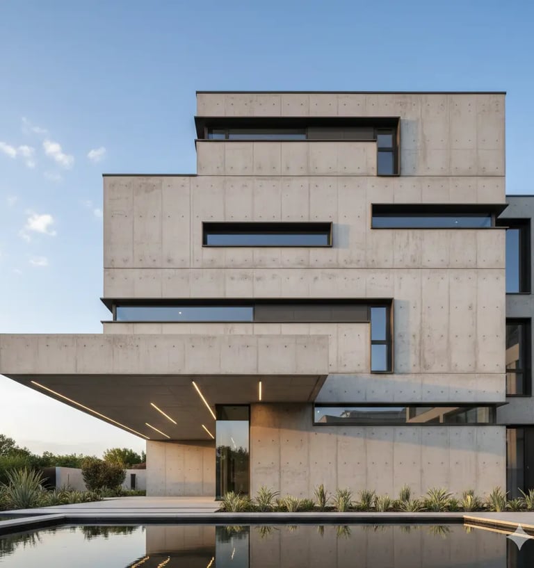 Edificio de hormigón visto protegido con nanotecnología Tecnan.