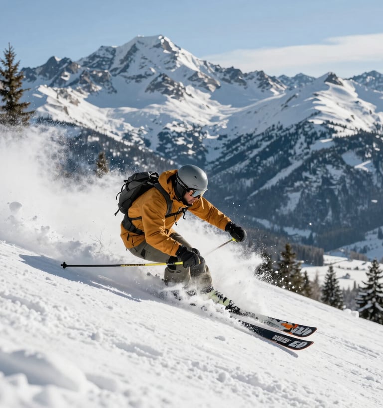 person in orange jacket and black pants riding ski blades on snow covered mountain during daytime