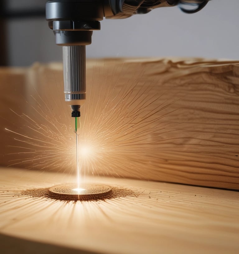 A rustic wooden sign with elegant laser engraving.