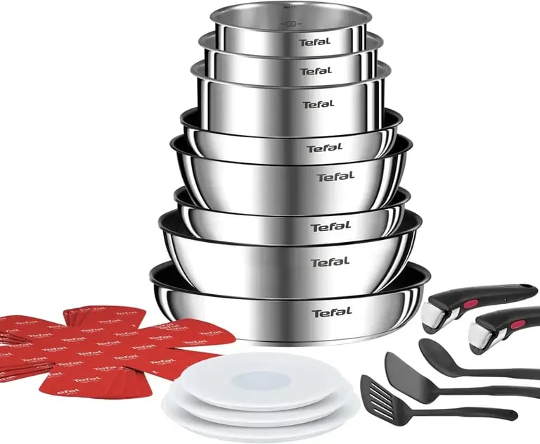 Tefal Ingenio Batterie de cuisine 20 pièces, Poêles, Casseroles, 2 poignées amovibles, Induction, Revêtement antiadhésif, Emp