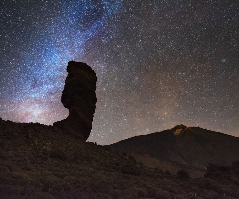 a rock formation with a star in the sky on Teide Vulcan