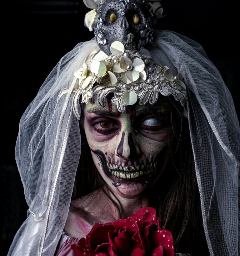 Evil bride representing the Core Edition of Trivia from the Grave horror trivia game