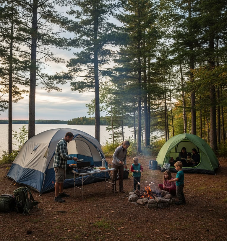 Tents, sleeping bags, camp essentials
