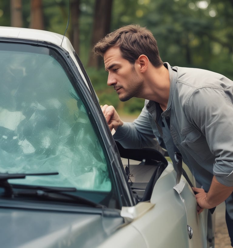 man inside car