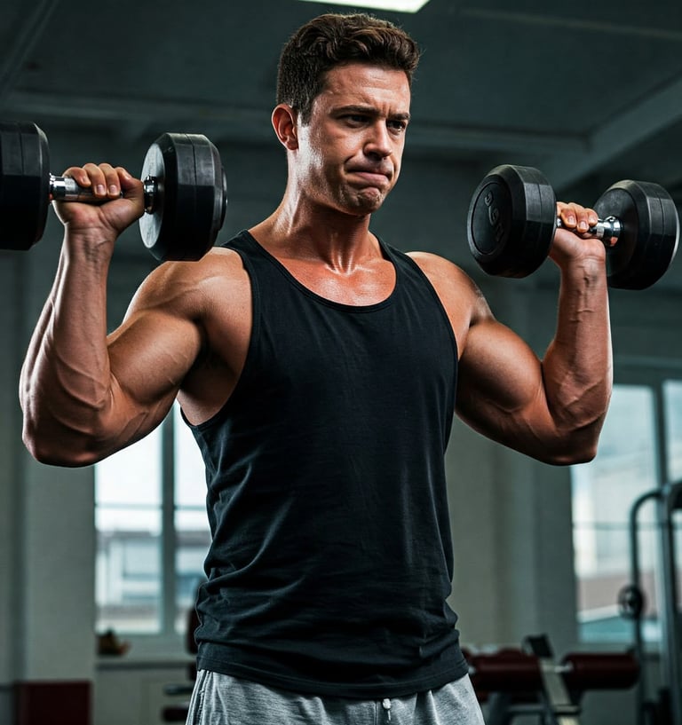 Hombre entrenando hombros