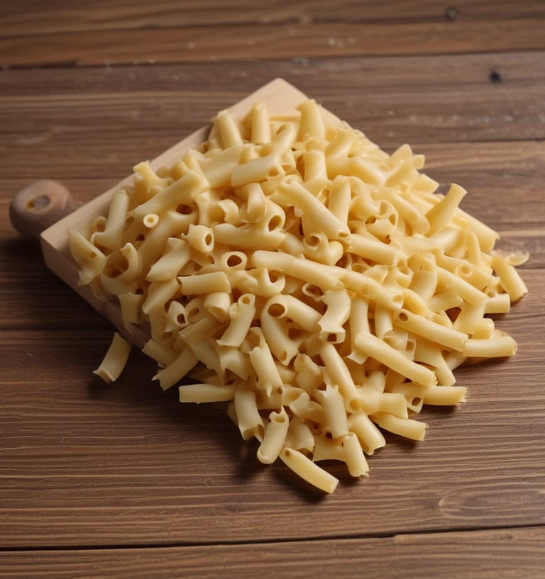 Close-up photo of fresh tagliatelle pasta on a wooden board