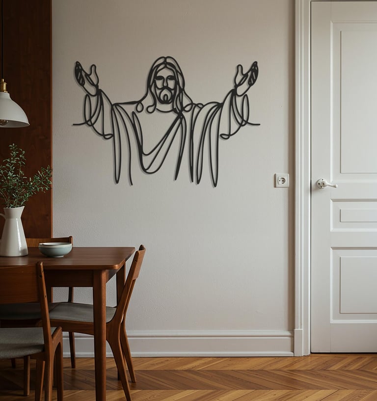 Religious-themed metal wall art, handmade spiritual home decoration