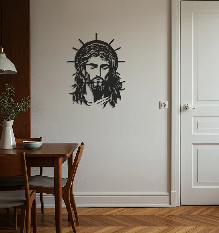 Religious-themed metal wall art, handmade spiritual home decoration