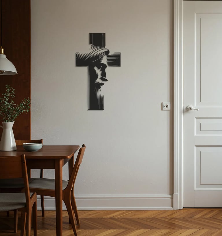 Religious-themed metal wall art, handmade spiritual home decoration