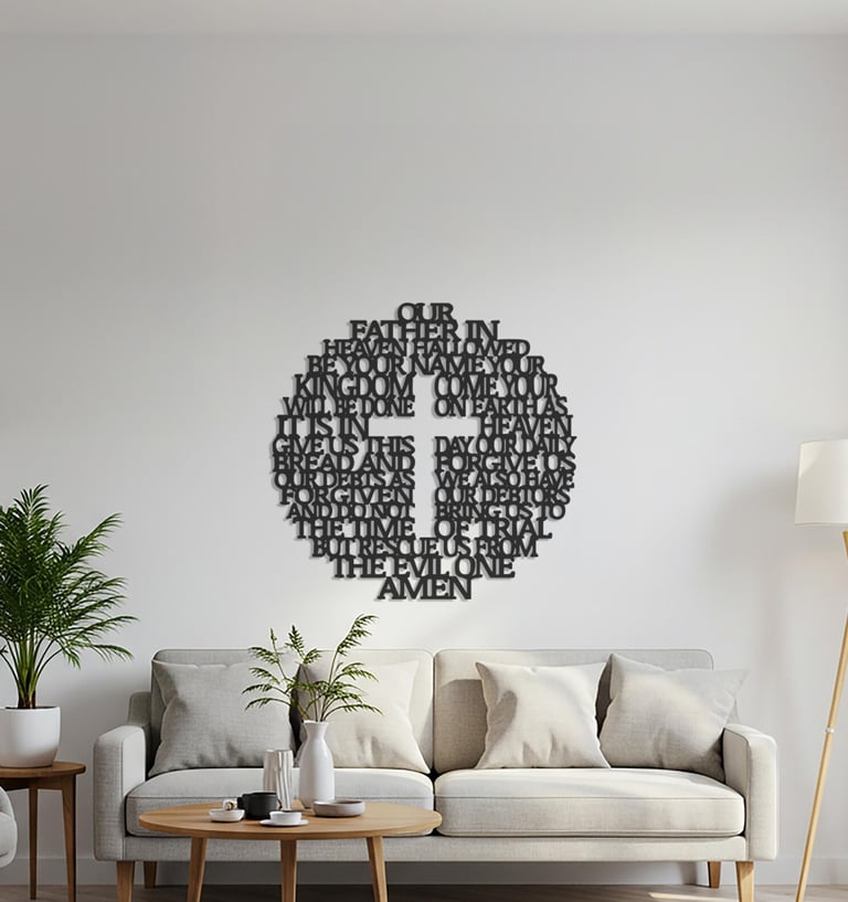 Religious-themed metal wall art, handmade spiritual home decoration