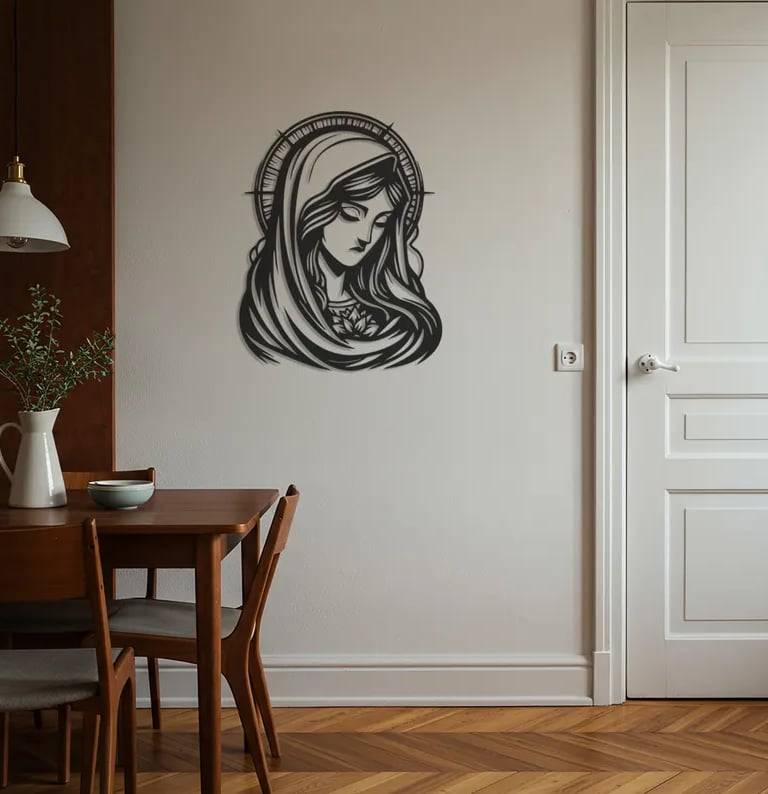Religious-themed metal wall art, handmade spiritual home decoration