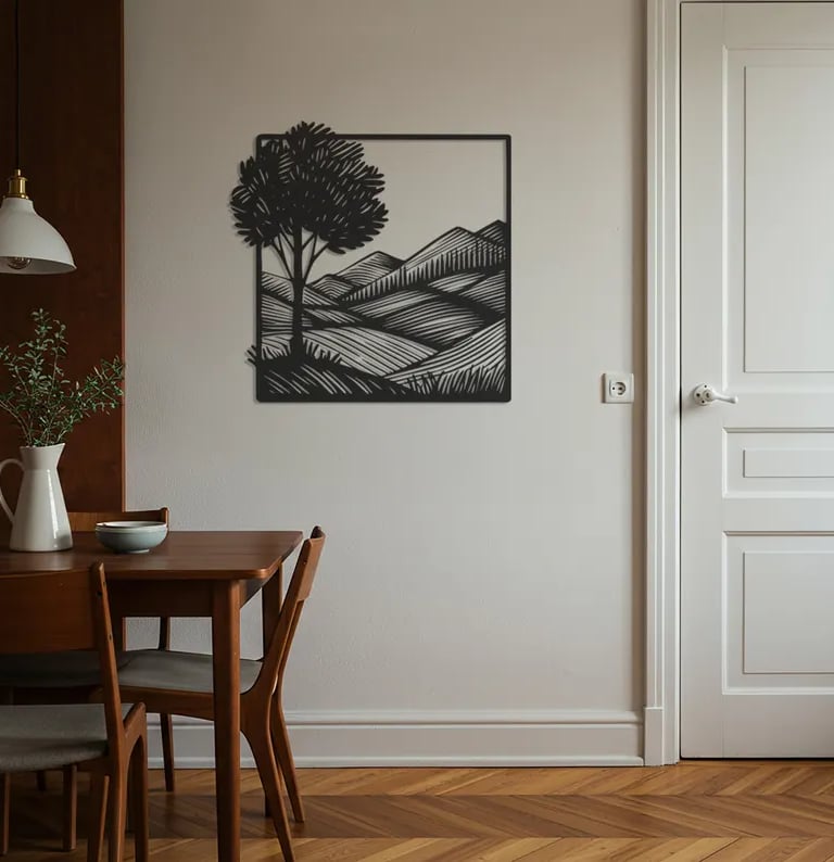 Modern metal wall art, contemporary home decor pieces