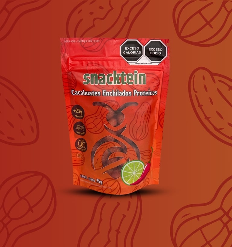 Cacahuate enchilado proteico marca Snacktein