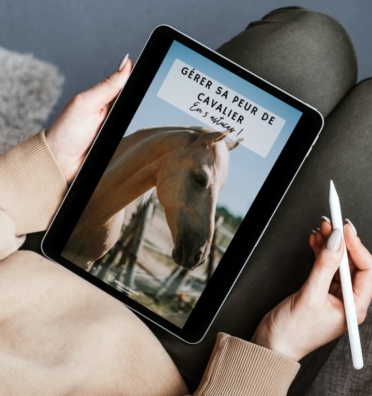 tablette prsentant un ebook sur la peur cheval