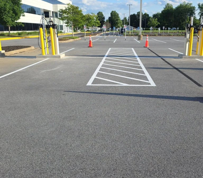 Ev charging station striping aisle