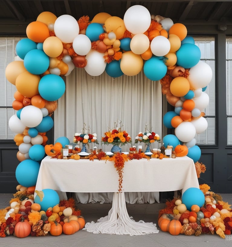 A colorful array of helium balloons floating in the air.